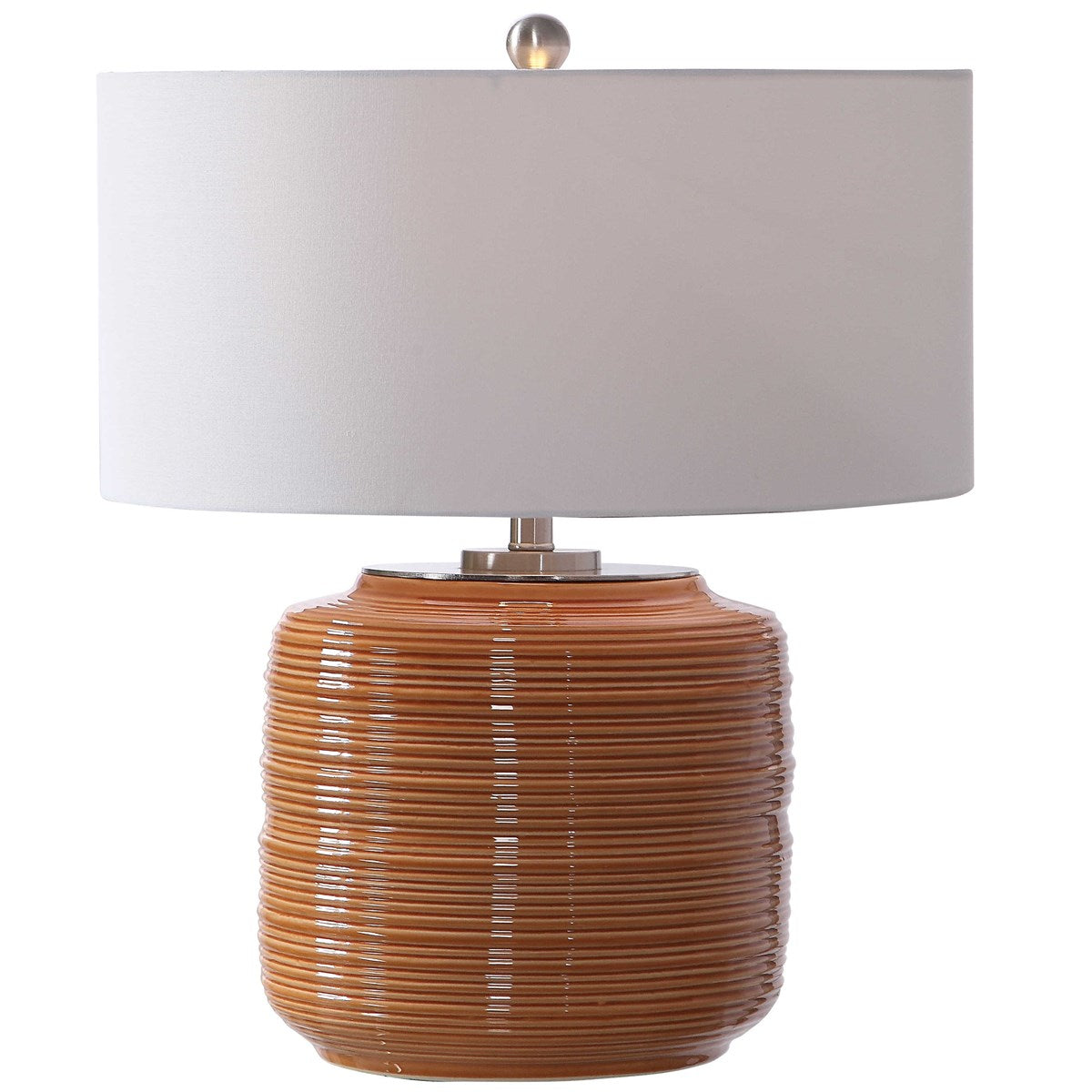 Retro Orange Ribbed Lamp
