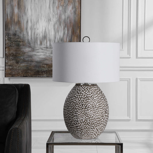 Rustic Gray Pitted Table Lamp