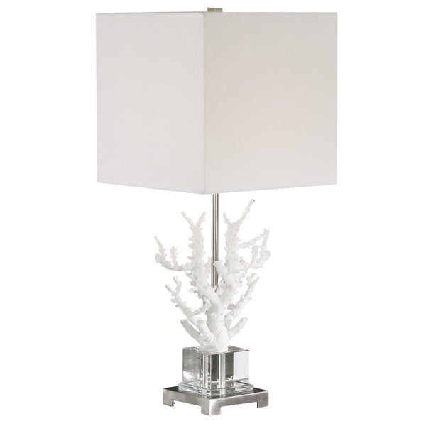 White Coral and Crystal Lamp