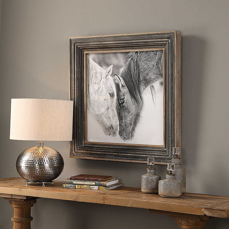 Custom Black and White Horses Framed Print