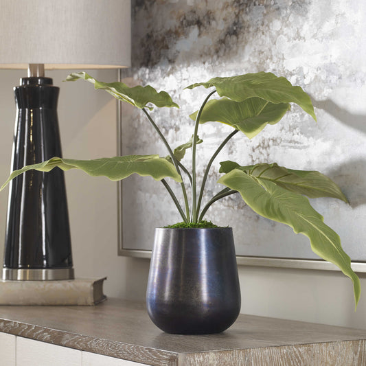Preserved Lily in Oxidized Metal Planter