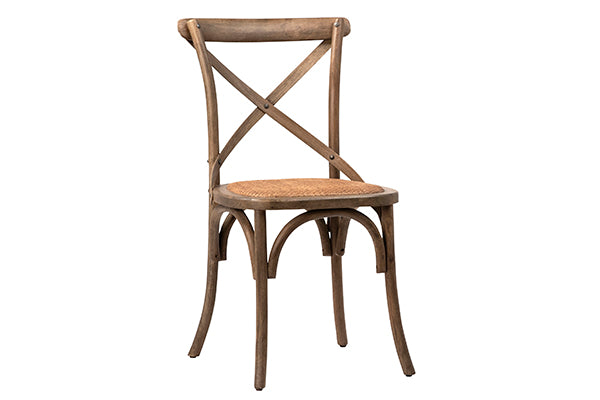 Rattan and oak x-back