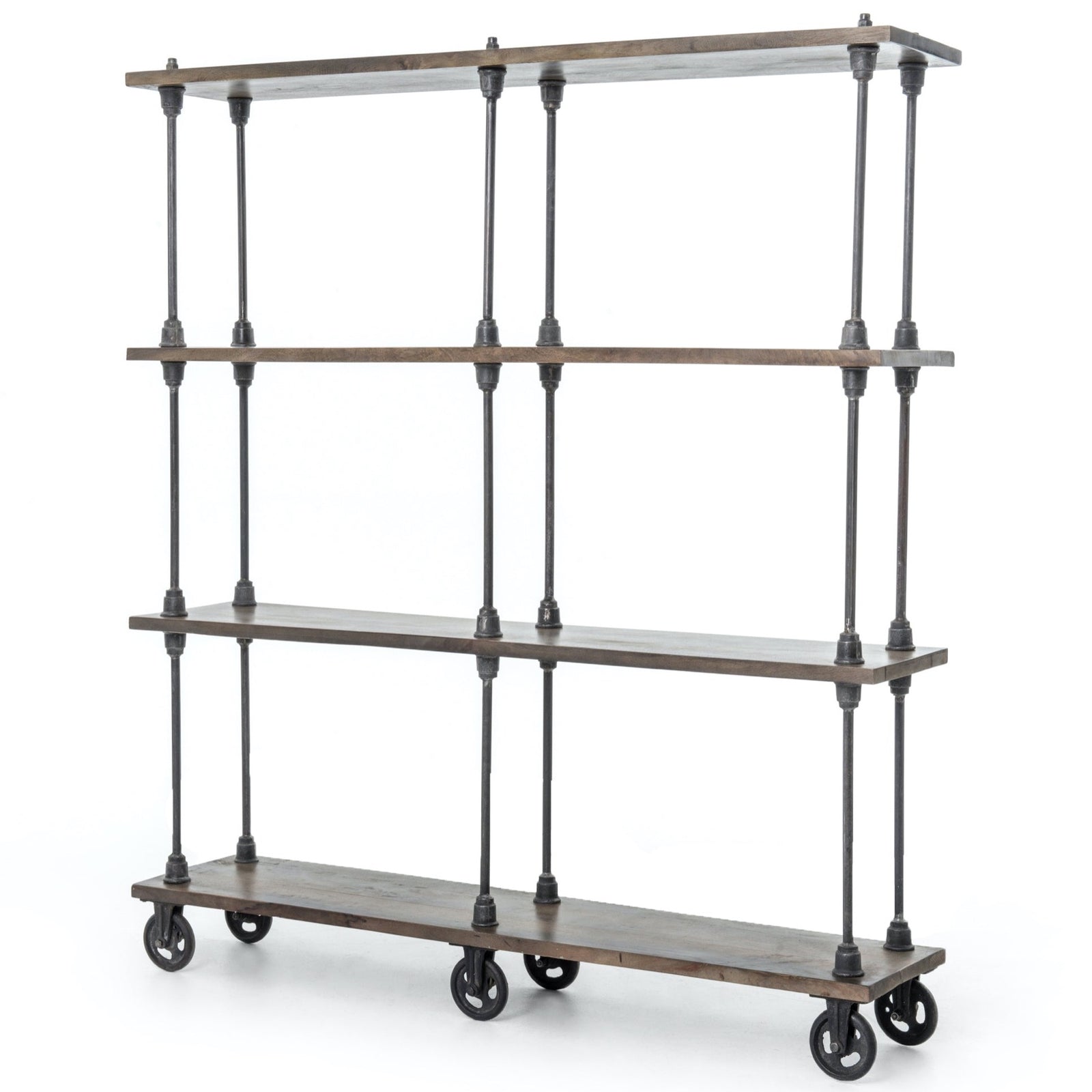 Iron, wheels wood shelves