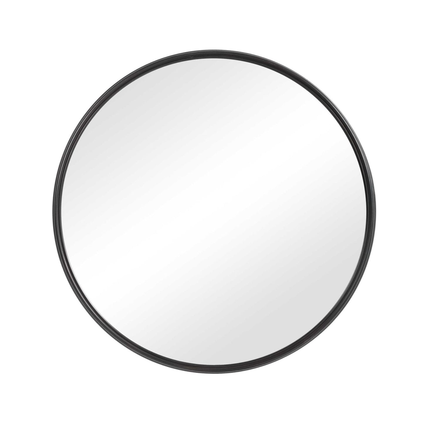 Aged black round mirror