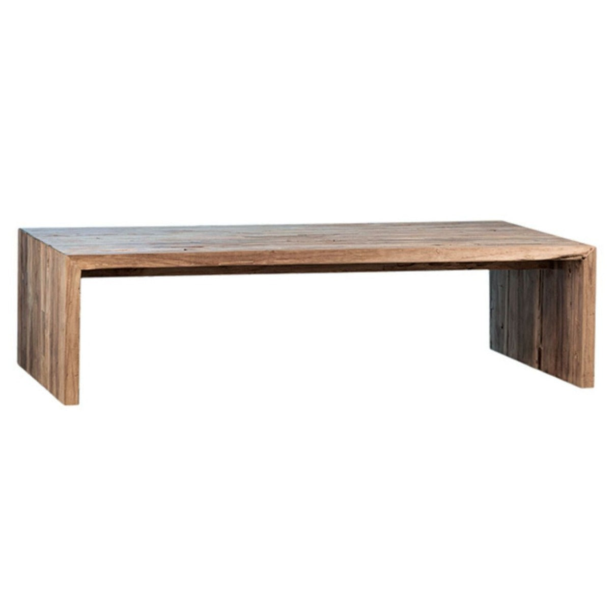 Coffee Table made from Reclaimed Teak Wood. Medium Brown Natural Wood Sealed Finish.