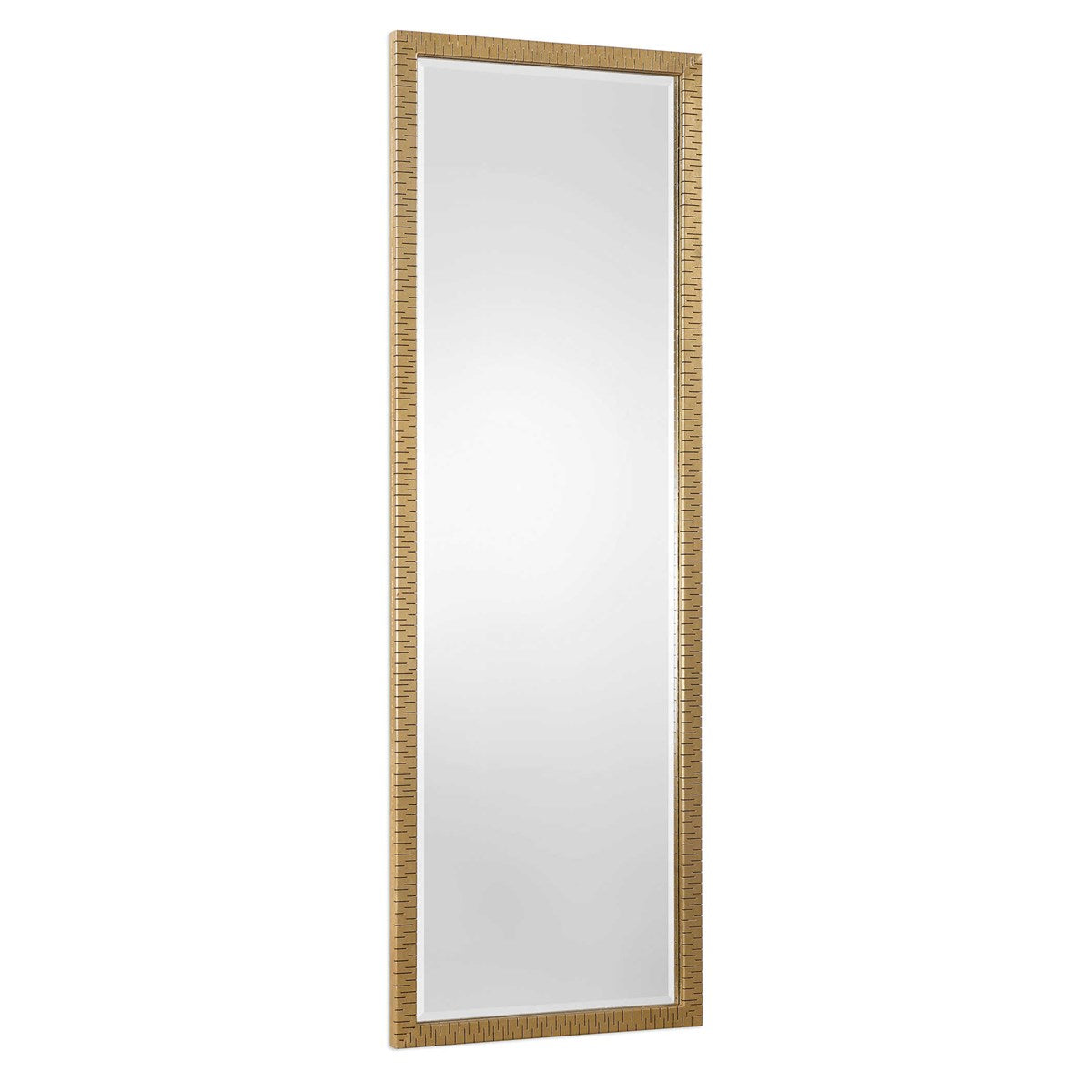 Long antique gold rectangular mirror.