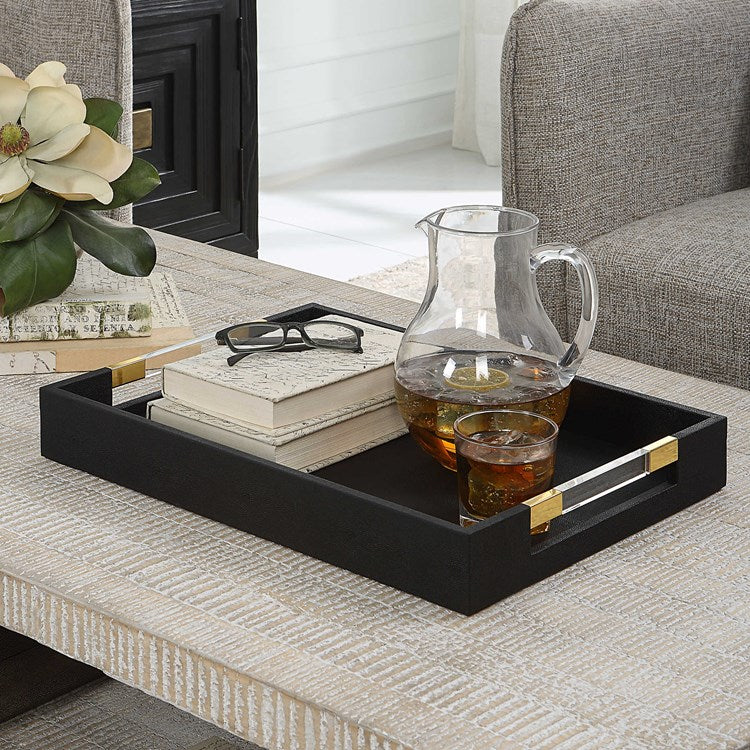 Iced Tea on Black Tray in Living Room Table.