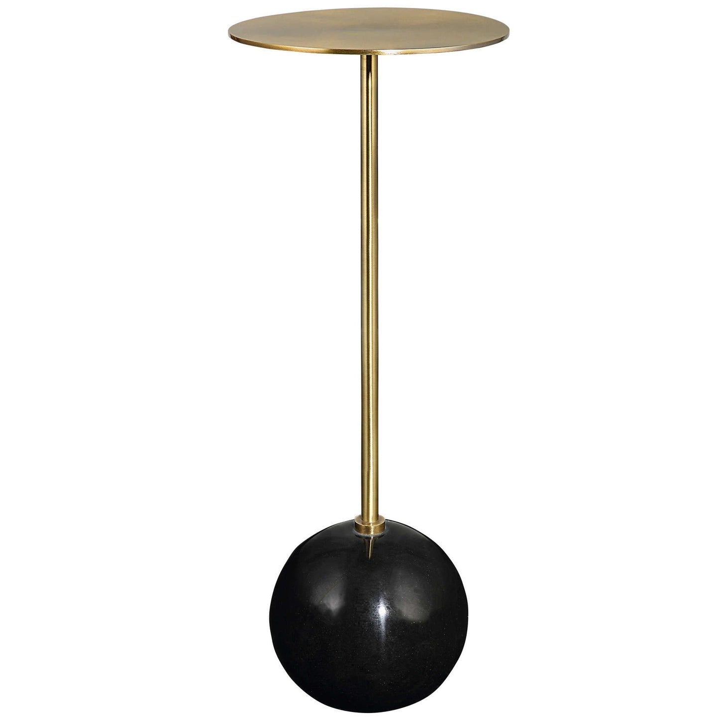 Gold accent table with black marble base.