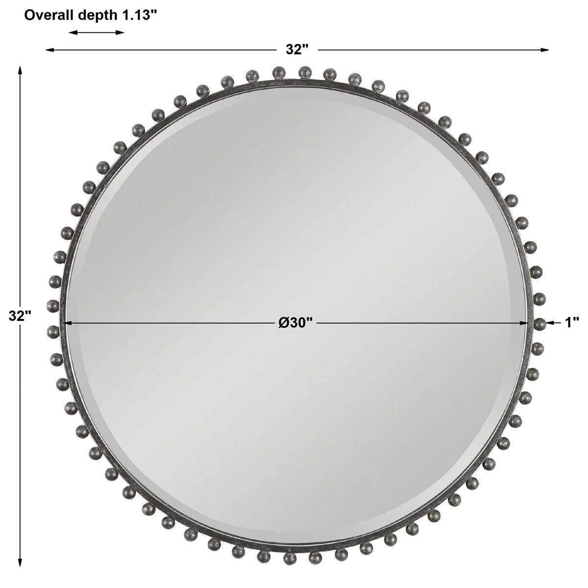 Details of 32 inch width black mirror