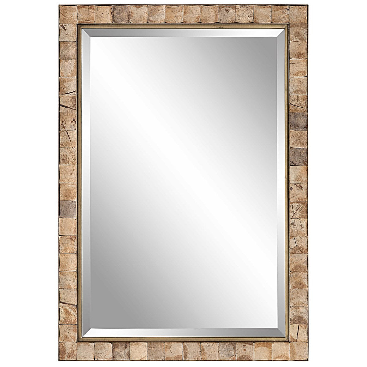 Coconut Shell Mirror on white background.