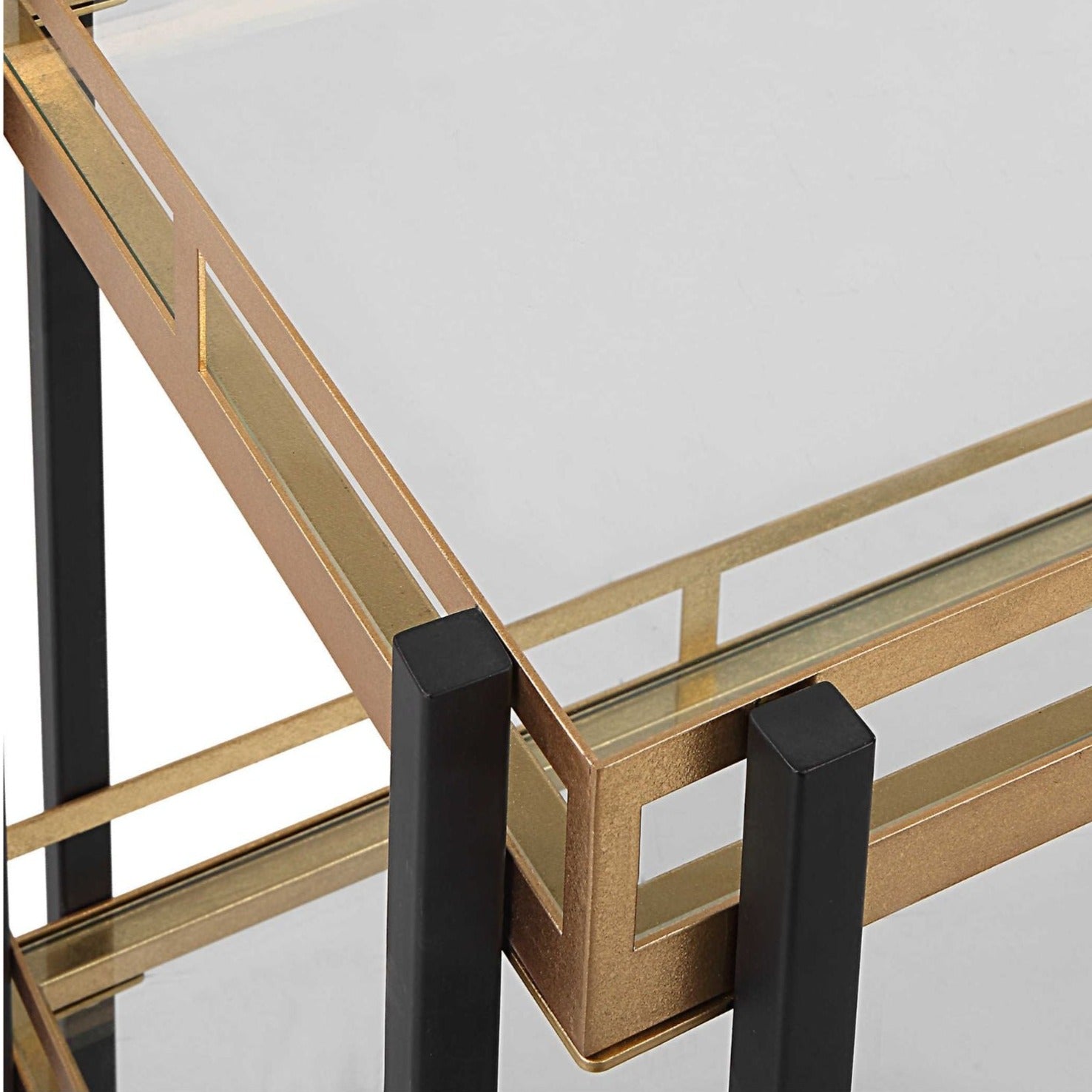 Corner of Black and Gold Bar Cart.