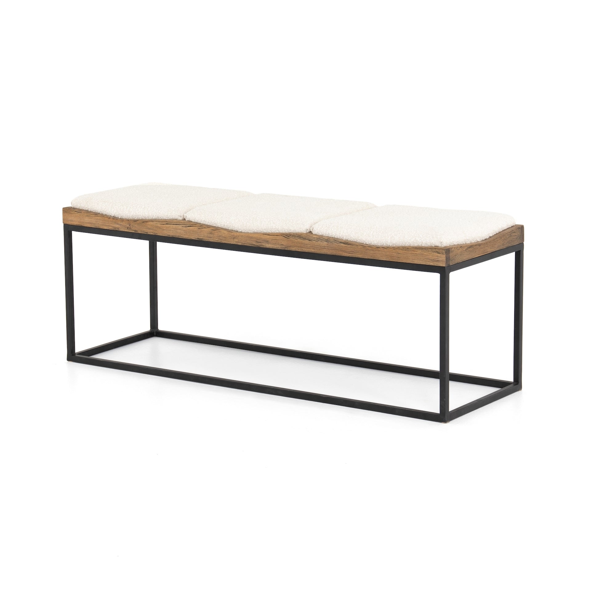 Four hands entryway bench straight on view.