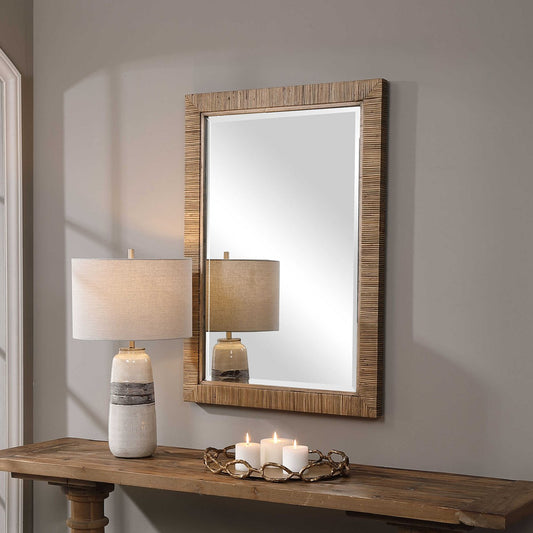 Rattan Rectangular Mirror Above Console