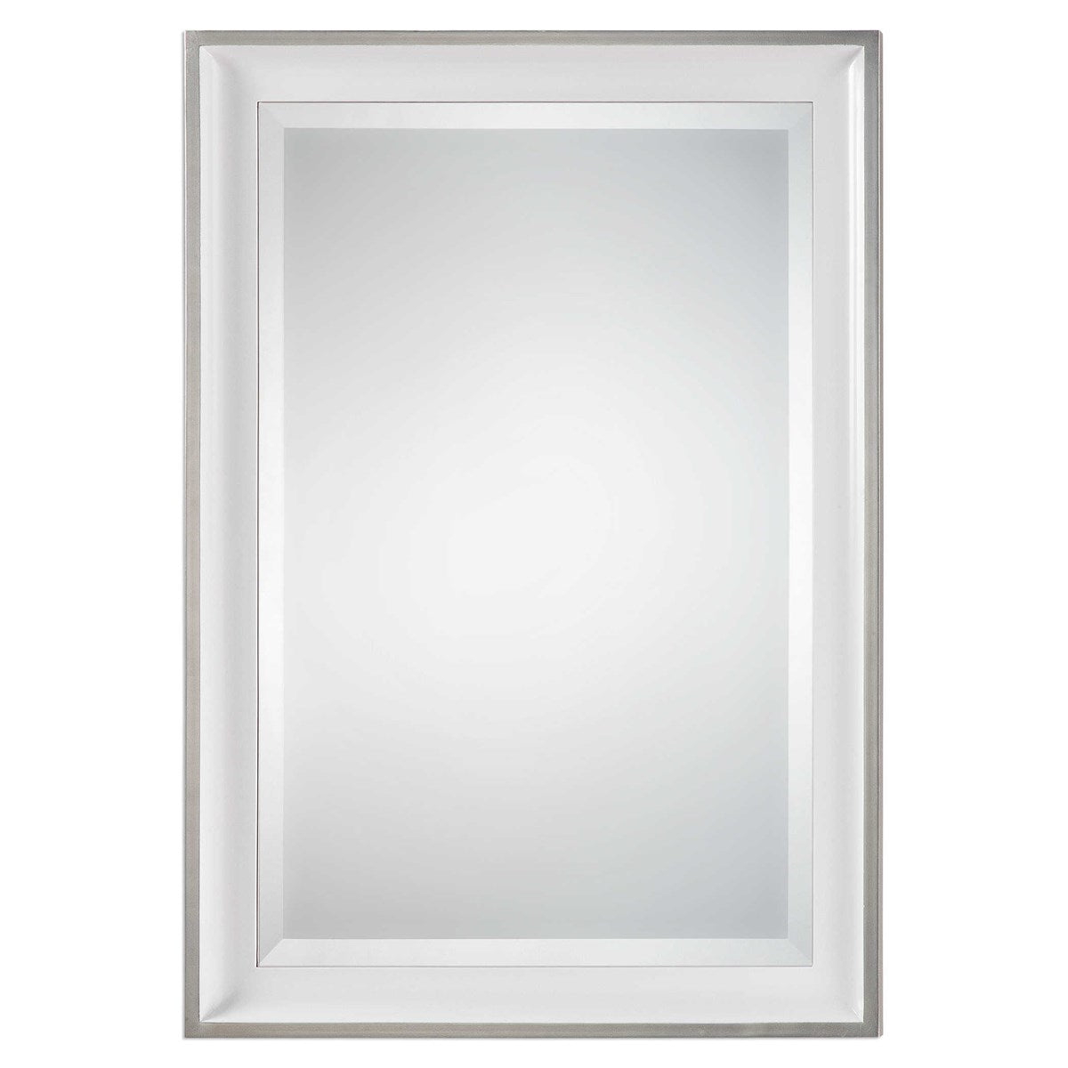 Silver Vanity Mirror on White Background.