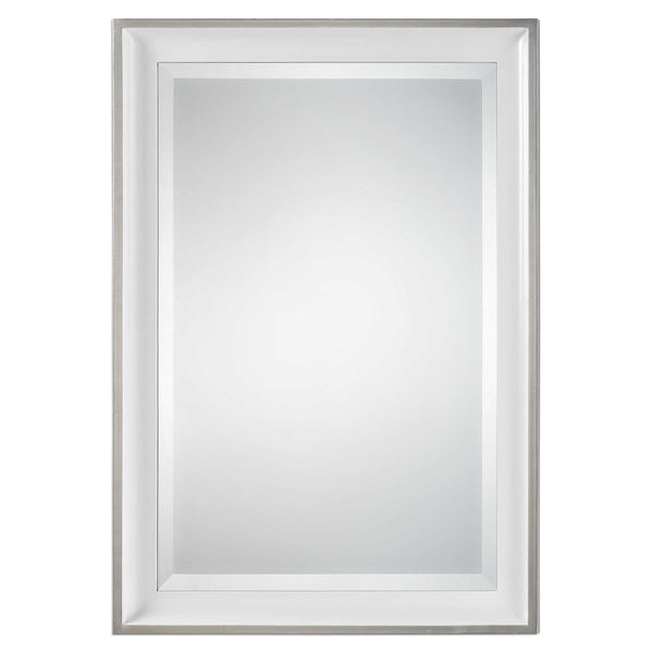Silver Vanity Mirror on White Background.