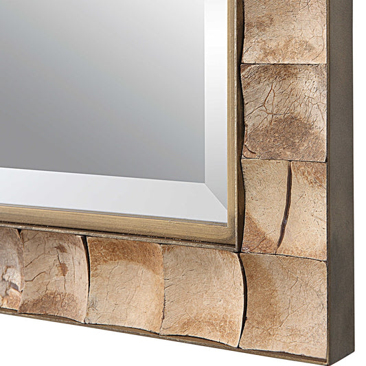Coconut Shell Mirror on white background.