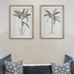 Vintage Palm Art Set of 2 Above White Coastal Sofa.